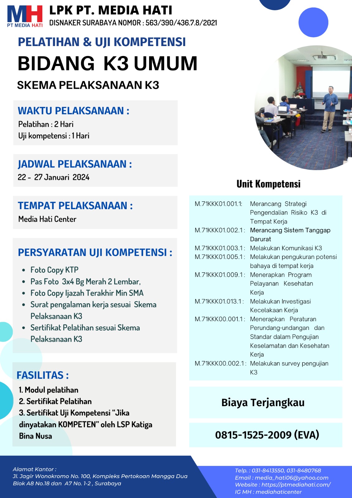 INFO PELATIHAN & UJI KOMPETENSI 22 - 27 JANUARI 2024